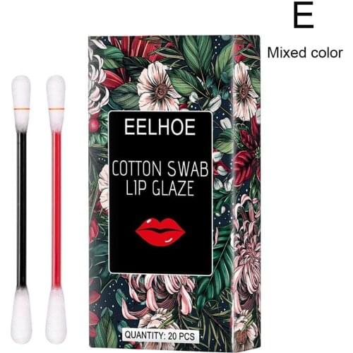 20 Pcs/Set Cotton Swab Lipstick Lipgloss Cigarette Portable Waterproof Liquid Non-Stick Cup Nude Pink Lip Stick Lip Tint Makup