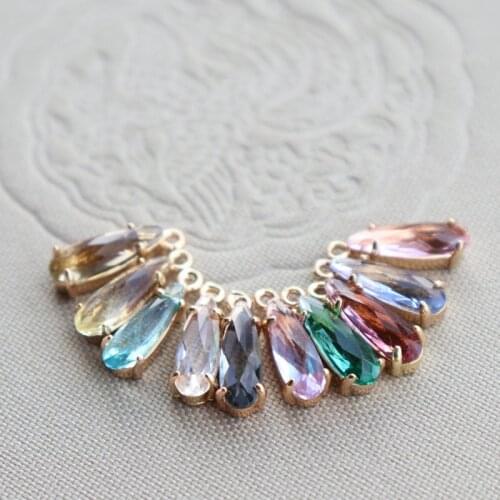 2021 New True Gold Plated 12MM Crystal Water Drop Earring Pendant Necklace Charms DIY Earrings Jewelry Making Accessory