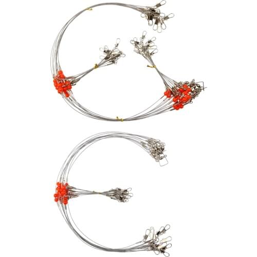 24pcs 56cm 62cm Anti Bite Steel Wire Leader With Swivel snap for fishing leader line Lead Core Leash tackle tools