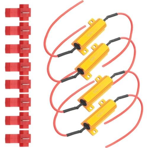 4pcs 50W 8ohm LED Load Resistors Decoder for LED Turn Signal Lights or LED License Plate