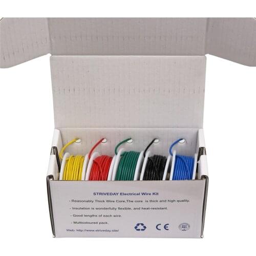 40m UL 1007 22AWG 5 color Mix box 1 box 2 package Electrical Wire Cable Line Airline Copper PCB Wire