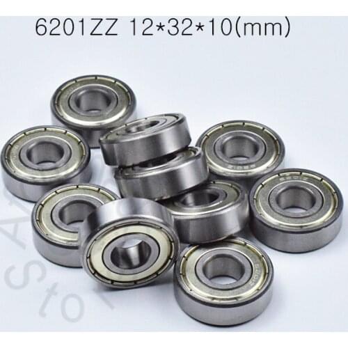 6201ZZ 12*32*10(mm) 1Piece bearings ABEC-5 metal sealing bearings 6201 6201Z 6201ZZ chrome steel bearing