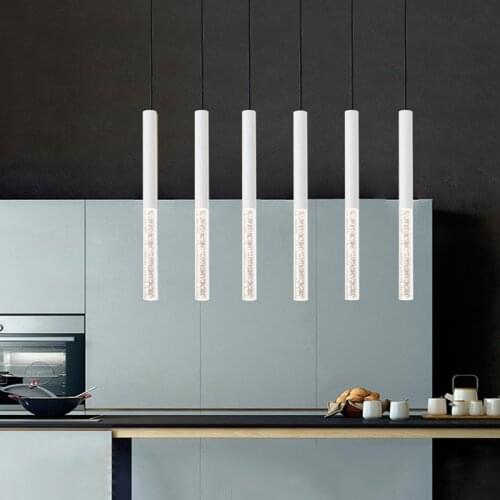 Aluminum Long Tube Cylindrical Bubble Acrylic Lamp DIY Shape Restaurant Bar Counter Coffee Shop Office Front Desk Chandelier