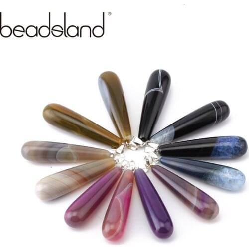 Beadsland bullet shape color mixed nature stone pendant for making women men unique pendant necklace trendy nature stone pendant
