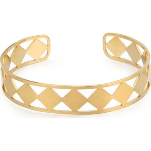 Stainless Steel Hollow Square Cuff Bracelets On Hand Geometry Bangles Minimalism Wrist Trinket For Women Jewelry Accessories