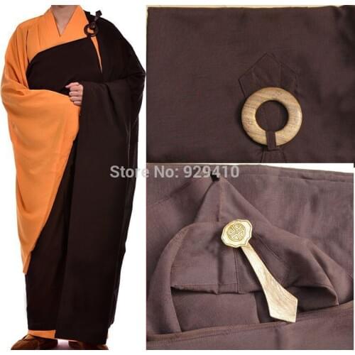 Buddhist monk plastic&wooden hook WuYi uniforms Shaolin suits cassocklay robegown meditationritual garment martial arts clothing