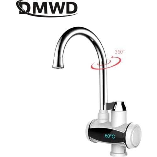 DMWD Electric Hot Water Faucet Instant Hot Water Tap Stainless Steel Water heater Tankless Tap For Kitchen LED Display 3000W