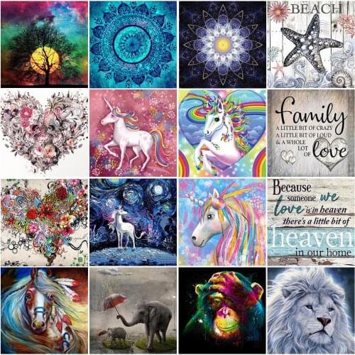 Round diamond painting elephant 5D DIY animal diamond embroidery landscape tree cross stitch kit handmade home decoration painti