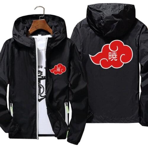 Casual Bomber Hooded Jacket Men Women Anime Akatsuki Thin Windbreaker Jacket Male Outwear Cycling Pilot Jackets Oversized 7XL