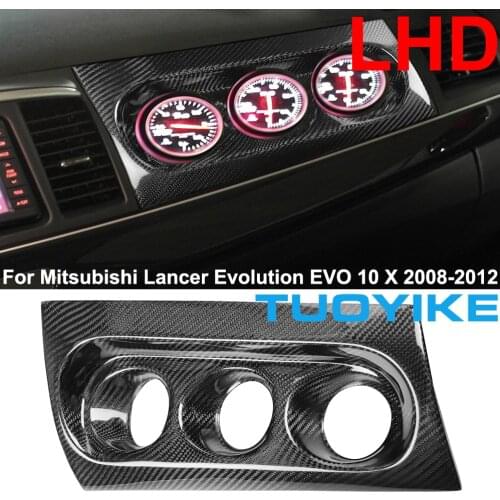 LHD RHD Car Carbon Fiber Console Dashboard Triple Gauge Pod Holder Trim Decal Cover For Mitsubishi Lancer M7 EVO 10 X 2008-2012