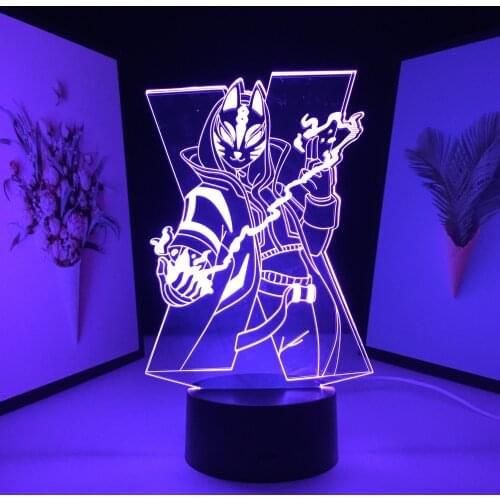 Fox Face Casts Magic With Both Hands 3D LED Lamp Black Base Acrylic Light Guide Plate for Children Couple Festival Birthday Gift