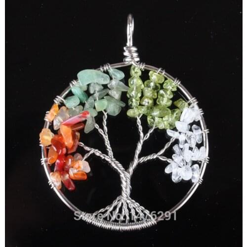 Best Gift !! 48x48MM NEW Handmade Natural Mixed Crystal Stone Round Pendant 1PCS