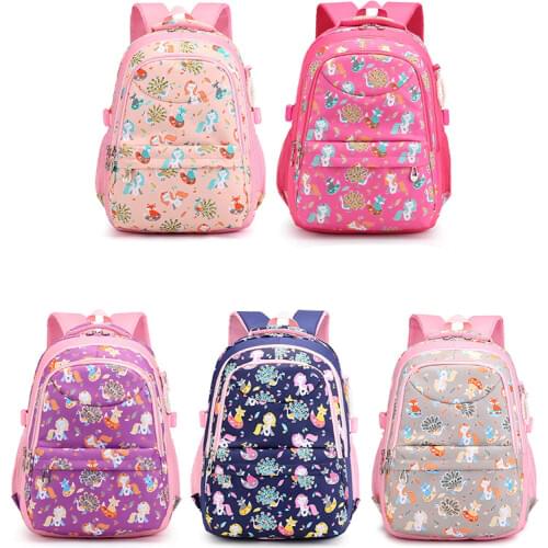 Cartoon Cute School Bags for Girls Kids Backpack Animal Print Unicorn School Backpack Large Capacity Childrens Mochila Escolar