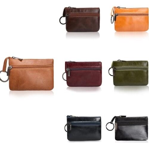 THINKTHENDO Ladies Kids Men Women Small Coin Purse Credit Card Key Ring Wallet Pouch Purse Case New 2 zipper Leather Mini Bags
