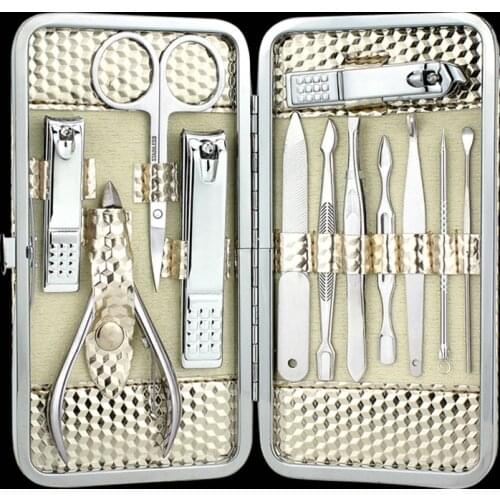 AMSIC 12/PCS Nail Clipper Set Nail Scissors Multifunction Beauty Tools Trimming Pedicure Menicure Nail Care Tools Kit