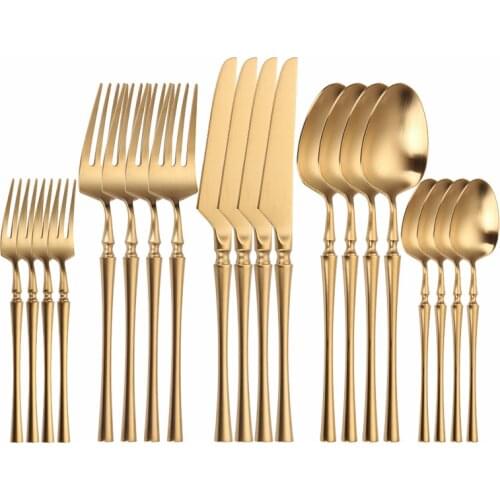 Gold Cutlery Set 20 Pcs Knives Golden Kitchen Stainless Steel Spoon Luxury Tableware Dinner Forks Knives Spoons Flatware Cutlery