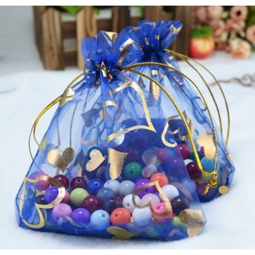 Wholesale 500pcs/lot Royal Blue Organza Bags 11x16cm Wedding Favor Christmas Gift Bags Cute Candy Jewelry Packaging Bag Pouches