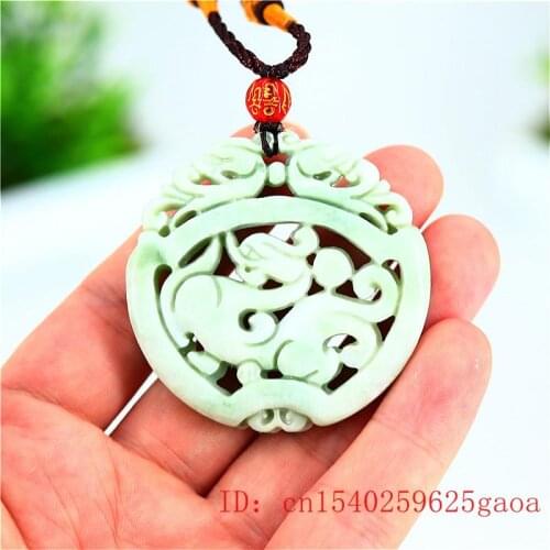 Jade Dragon Pendant Necklace for Gifts Green Amulet Fashion Jewelry Natural Double-sided Chinese Charm Carved Women Men