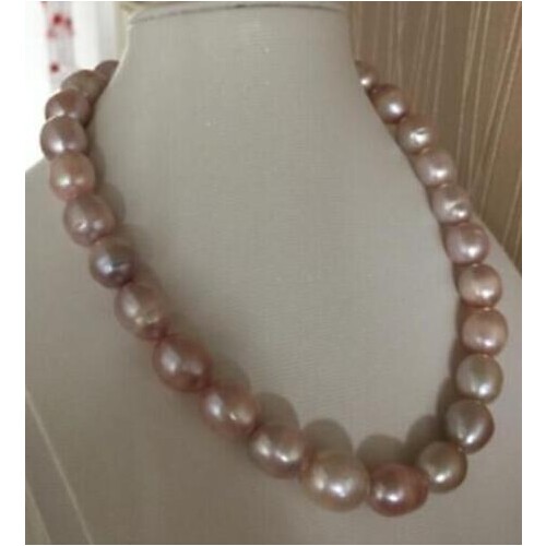 Selling Jewelry>>>HUGE 18"13-14mm natural south sea genuine baroque lavender pearl necklace