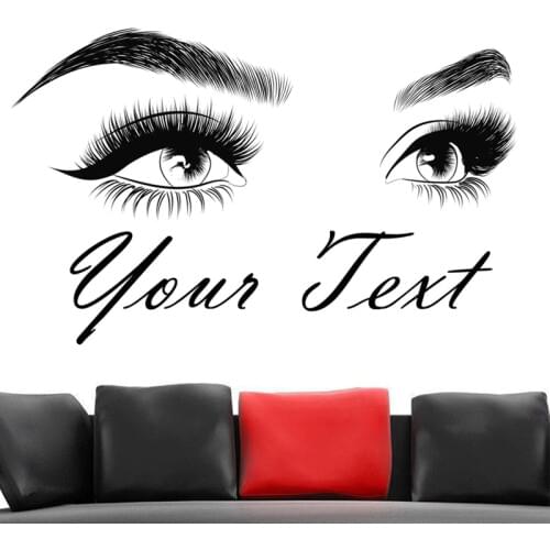 Lash & Brows Eyes Quote Wall Stickers Fashion Vinyl Eyelashes Wall Decals Beauty Salon Eyebrows Store Decor 2155