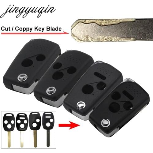 Jingyuqin Cut Blade Include Modified 2 3 4 Buttons Car Remote key shell Fob For HONDA Accord Civic CRV Pilot Fit 2007-2013 keys