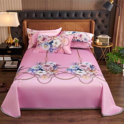 2021 Pink Summer Ice Silk Sleeping Mat Cool Comfortable Bed Cover Pillowcase New Pattern Home Textile bed sheets Set