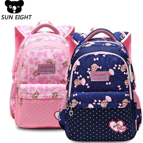 SUN EIGHT Girl School Bag 2 Size Big Capacity New Printing Kid Backpack Waterproof School Bags For Teenagers Girls 4 Colors