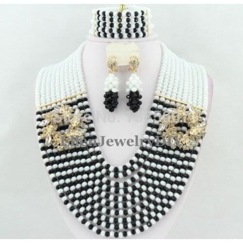 African Nigerian Wedding Beads Crystal Jewelry Set Nigerian Jewelry Set African Jewelry Set Crystal Beads Necklace Set W5729