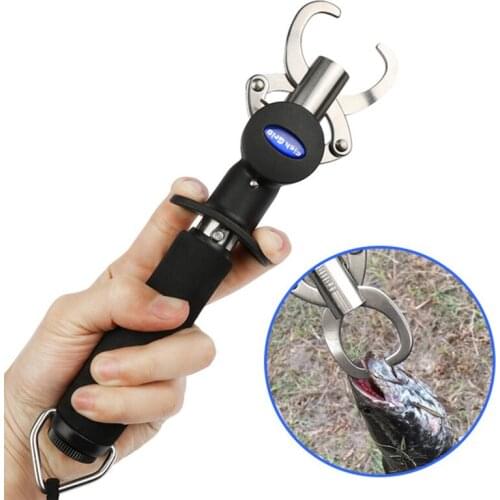 Tsurinoya Portable Fishing Gripper Stainless Steel Fish Lip Grip with Scale and Ruler Fishing Tackle(Max weight 15kg)