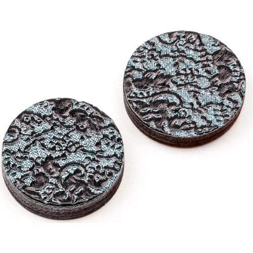 Unique 3D Geometry Embossed 16mm Round Coloured Drawing pattern Laser Cut wood Cabochon DIY for Rings, Earring,Brooch,Necklace