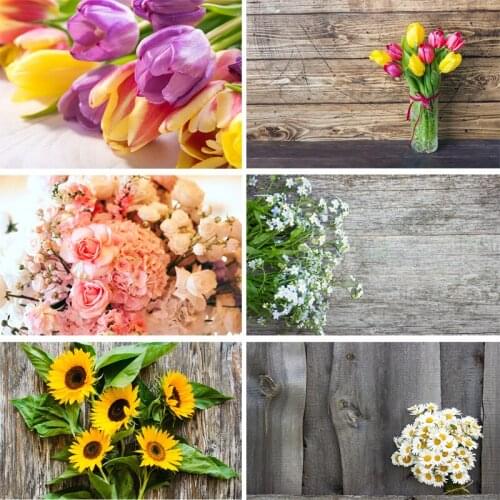 SHENGYONGBAO Vinyl Custom Photography Backdrops Prop scenery+ Flower and Wooden Planks Photography Background 200207FK-0006