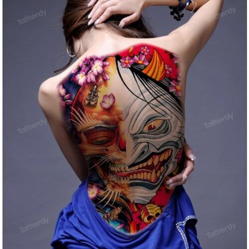Temporary back tattoo large full back body art stickers skull dragon fish sexy tatoo for women men tattoo fake water transfer