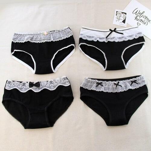 Women cute loli sexy panties pink kawaii jk strawberry soft girl plus size briefs cotton seamless satin Mid waist Panties 4pcs