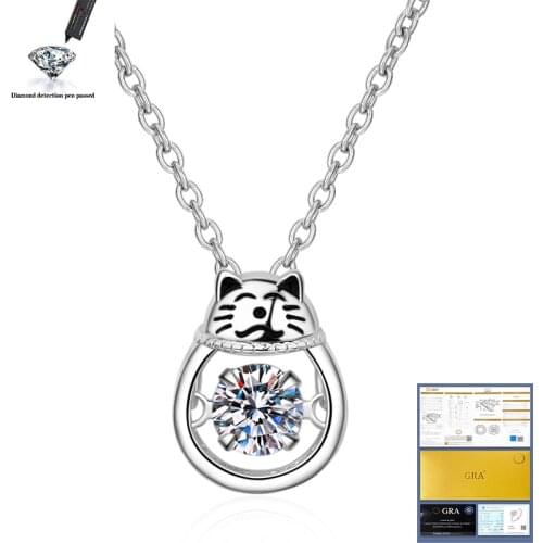 Solitaire Necklaces For Women Bezel Setting Round Moissanite Pendant 1ct 6.5mm D Color EF Color Sterling 925 Silver