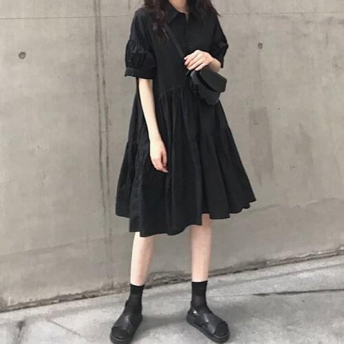 INS Super Popular French Retro Dress Womens Summer Korean Style Hong Kong Style Chic out Western Style Mid-Length Black Dress