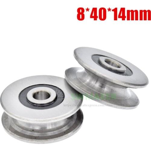1pcs 8*40*14mm U grooved concave wheel bearing wheel/crane/pulley/guide wheel, for 8 mm diameter wire rope/guide rail