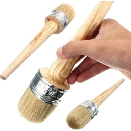 1pcs Wooden Handle Painting Wax Brushes Drawing Paint Brush 185mm Long Brushes Round Bristle Brush Chalk Oil Paint DIA 20mm/30mm