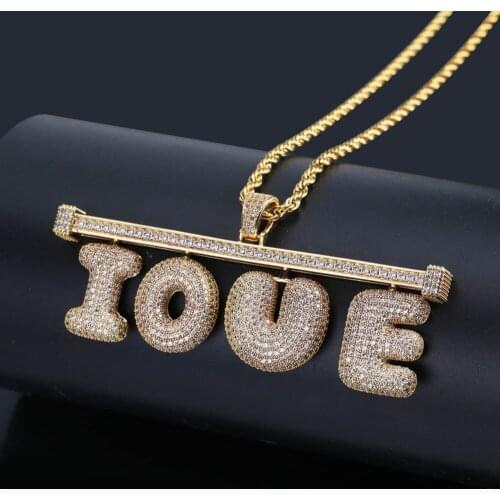 1 Hip Hop Free Stitching Combination Custom Name Letters Pendant Necklace Gold Silver Color Iced Out CZ Jewelry Tennis Chain