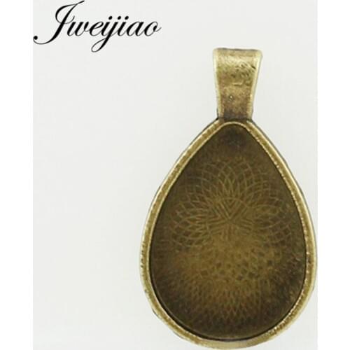 JWEIJIAO 10pcs 28*20mm Inner Size Antique Bronze Classic Water Drop Style Cabochon Base Setting Charms Pendant DZ62
