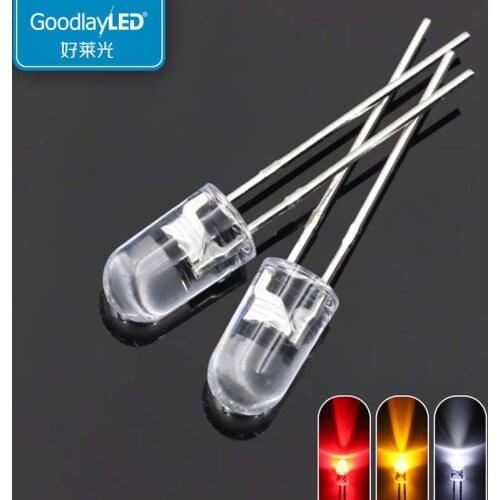 1000PCS LED light emitting diode F5 / 5mm round head endless short foot mouse red yellow highlight white light LED straight plug