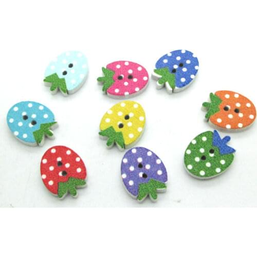 50Pcs Mixed Strawberry Wood Sewing For Cloth Buttons Flatback Cabochon Scrapbooking Crafts Knopf Bouton Decor Diy Accessories