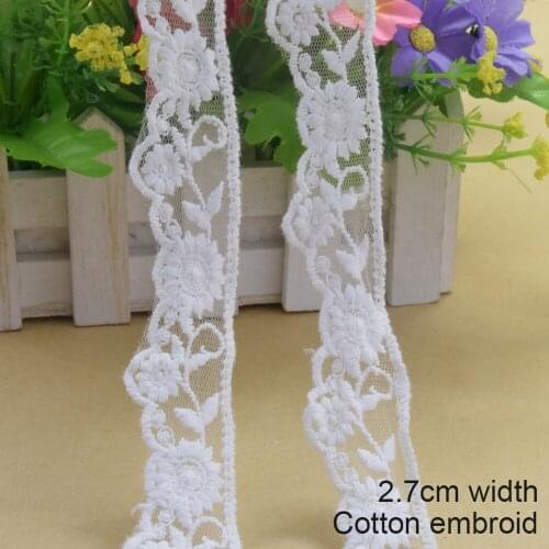 3.2cm white lace cotton embroidery lace french lace ribbon fabric guipure diy trims warp knitting sewing Accessories#2984