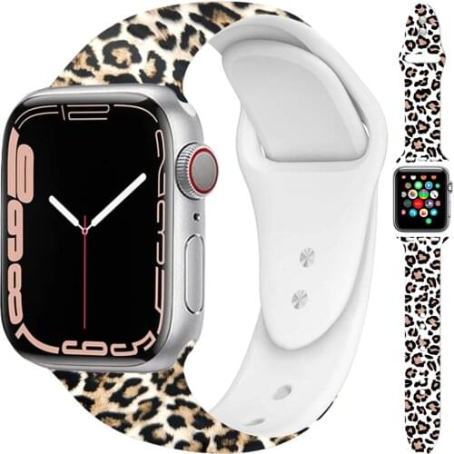 Leopard Printing Bracelet for Apple Watch Band 44MM 40MM 38MM 42MM Belt for iWatch Series 6 SE 5 4 3 2 1 Women Silicone Strap