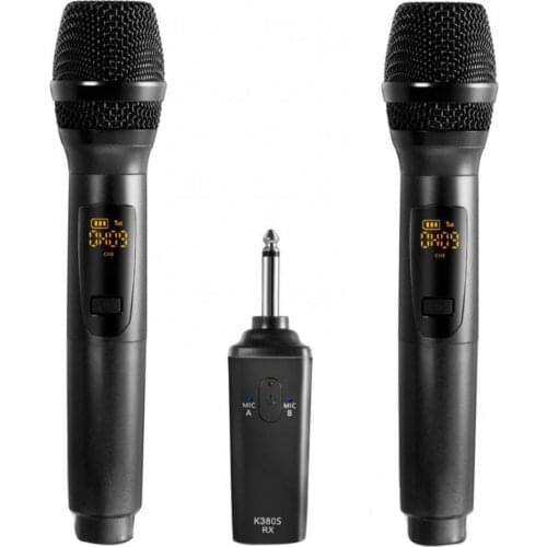 Dynamic microphone stage one with two handheld UHF frequency dynamic capsule 2 channel wireless microphone for Karaoke system