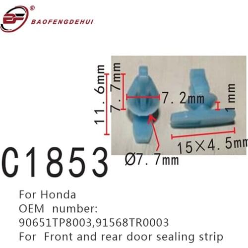 For Honda 90651TP8003,91568TR0003 Front And Rear Door Sealing Strip Clips Car Interior Buckle