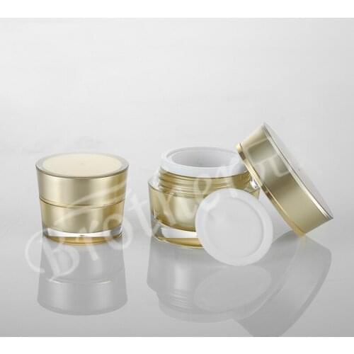 Hot 10Pcs Golden Acrylic Conical Cosmetic Empty Jar Pot Eyeshadow Makeup Face Cream Plastic Container Bottle Capacity 5g 10g