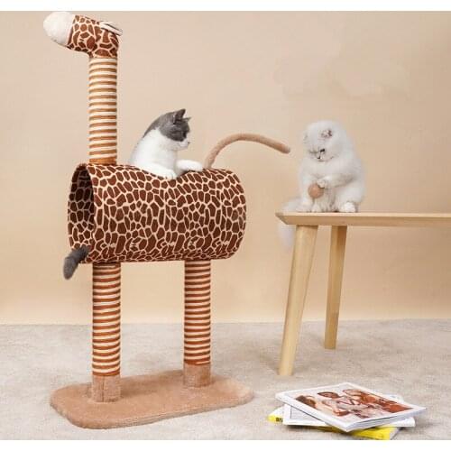DIY Giraffe cats scratching post toys rope Sisal Rope Pet Jumping Toy Tree Cat Climbing Frame for Kittens Pet House Play Tower