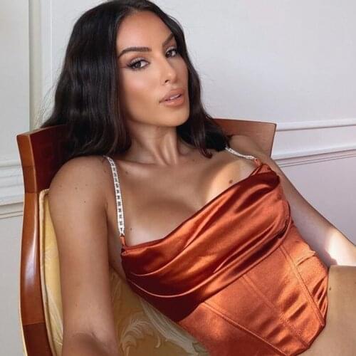 Josiaoprah Bling Diamond Crop Tops Sexy Women Slash Neck Tube Top Vest Festival Rave Clothing Stage Performance Party Clubwear