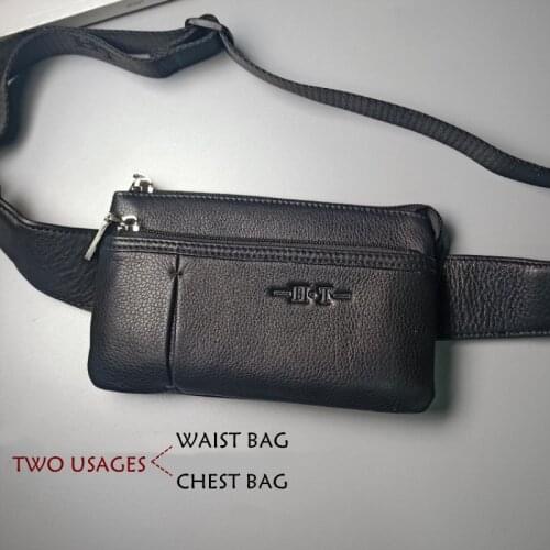 HT Mens leather Two usages Waist bag chest bag