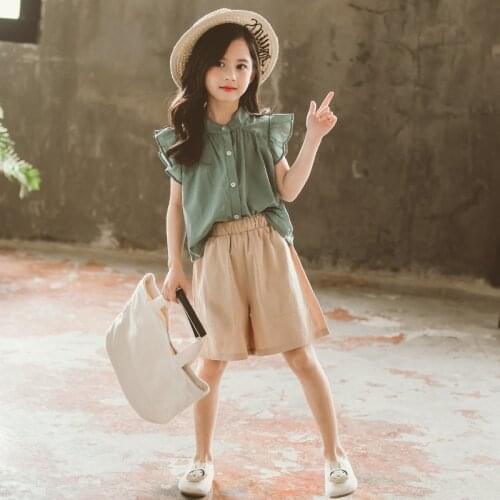 Summer Girls Set Two-piece Childrens Clothing Set T-Shirts and Pants Childrens Wear 4 6 8 10 11 12 13 14 years